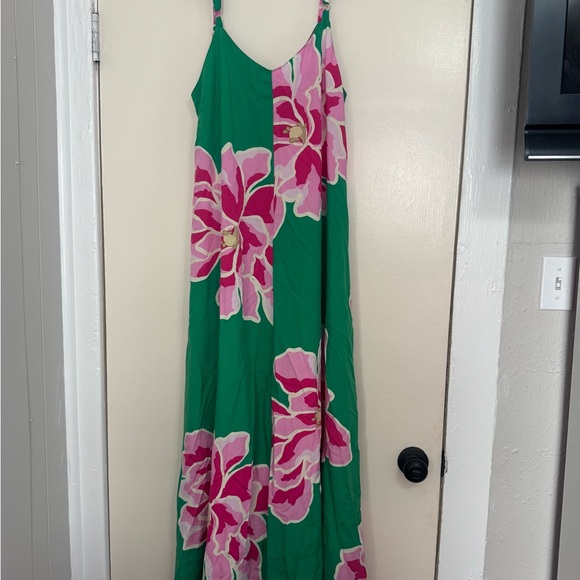 Vibrant Pink Floral Maxi Dress - Picture 3 of 5